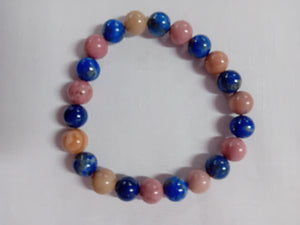 Pink Rhodonite Lapis Bracelet (8mm)