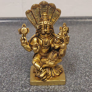 Lord Narasimhadev and Laxmi Ma Brass Deity 3.2" Murti